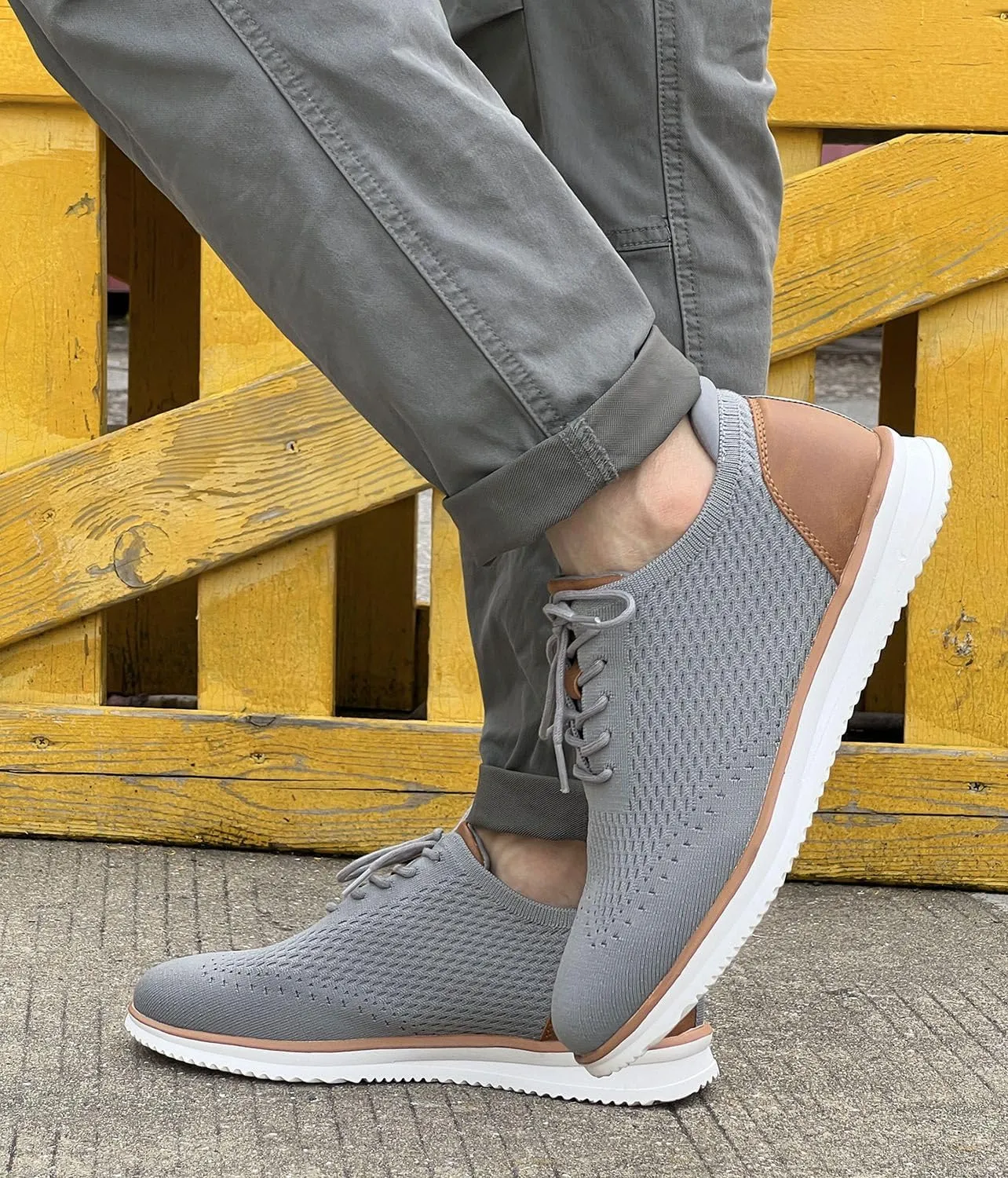 Men's Fashion Dress Sneakers Casual Walking Shoes Business Oxfords Mesh Comfortable Lightweight Breathable Tennis Lace-Up