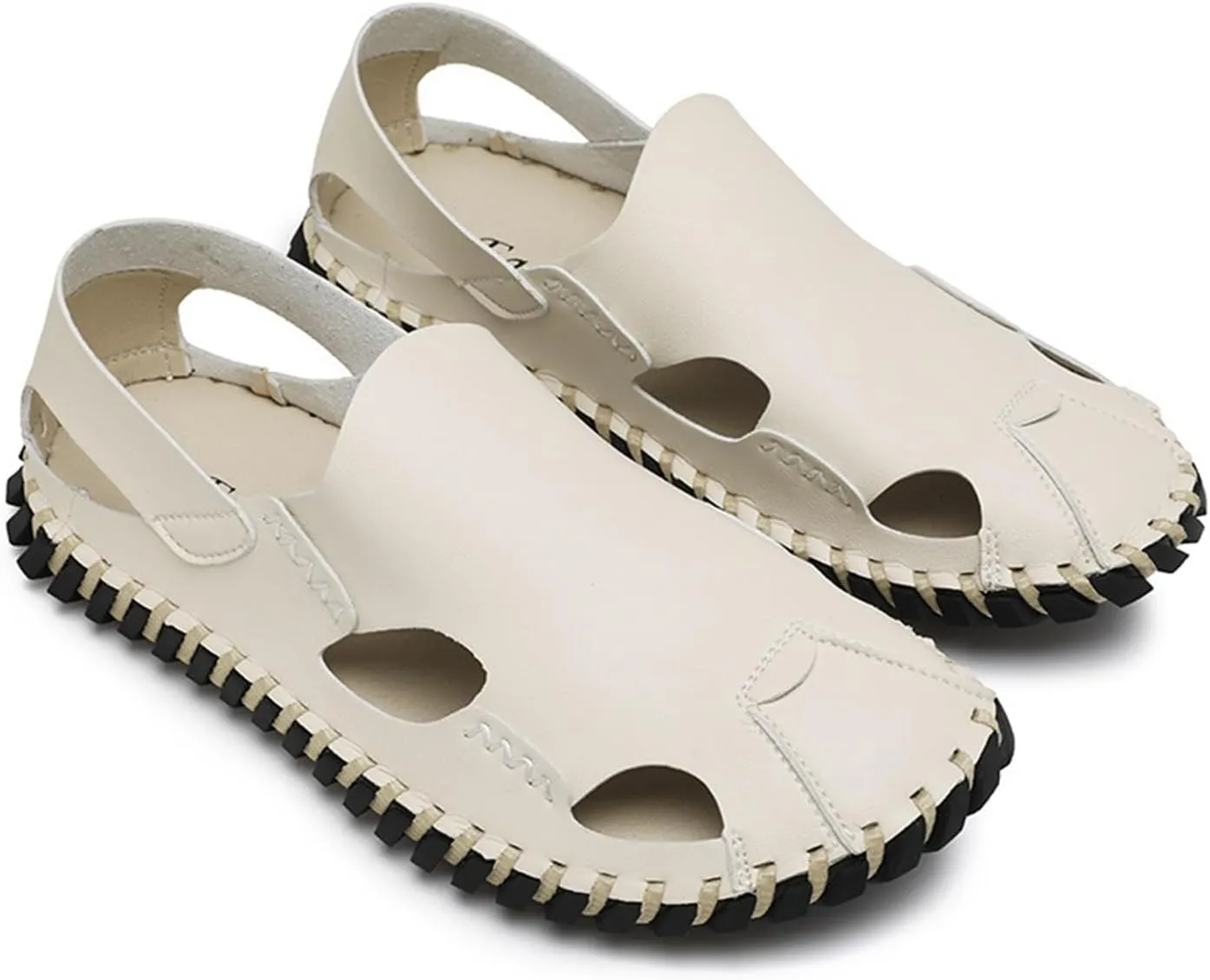 Men's Fisherman Sandals Hand Stitched Comfortable Closed Toe Flat Beach Walking Shoes for Summer Outdoor Casual