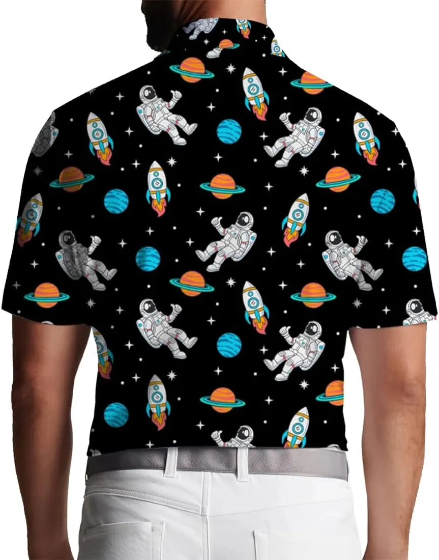 Mens Golf Shirt Print Polo Shirts for Men Performance Polo Quick-Dry 011