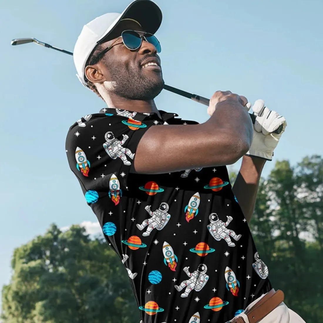 Mens Golf Shirt Print Polo Shirts for Men Performance Polo Quick-Dry 011