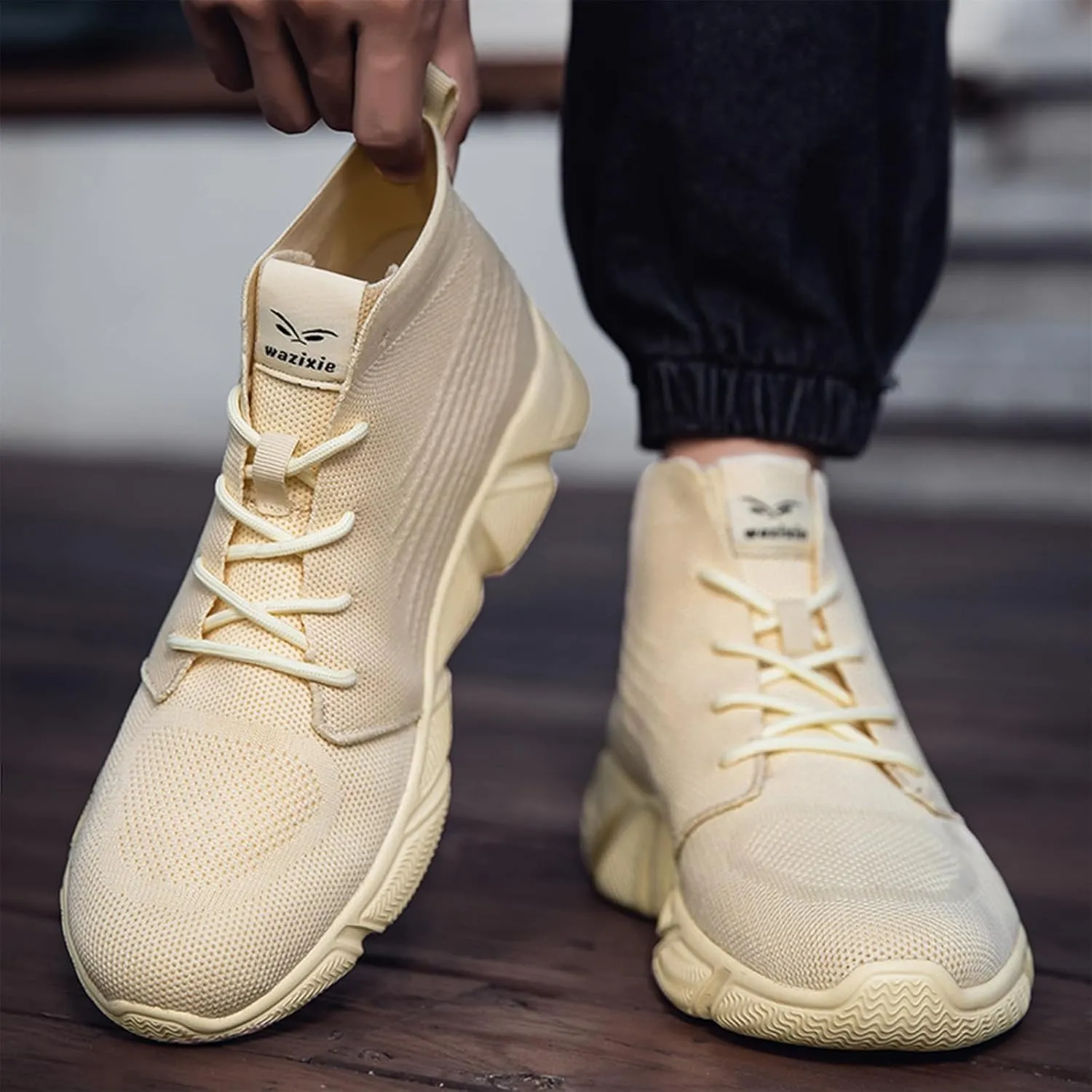 Men's High Top Breathable Sock Walking Shoes Casual Slip On Lightweight Soft Sole Fashion Sneakers Comfortable Work Gym Running Athletic Shoes