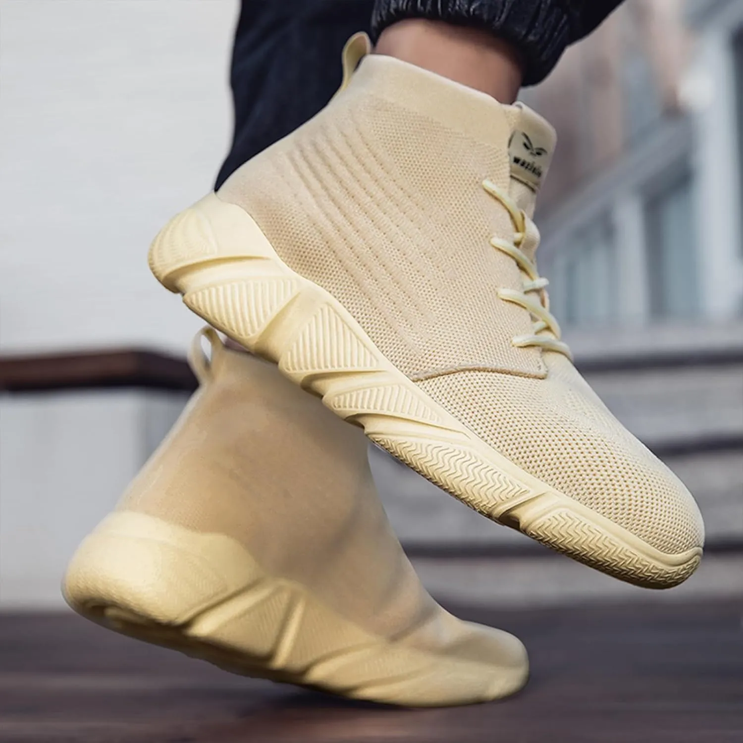 Men's High Top Breathable Sock Walking Shoes Casual Slip On Lightweight Soft Sole Fashion Sneakers Comfortable Work Gym Running Athletic Shoes
