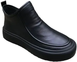 Men's High-top Leather Boots British warm Shoes for Men flat Bottom Round Toe Inner Zipper Non-slip Breathable Casual Shoes