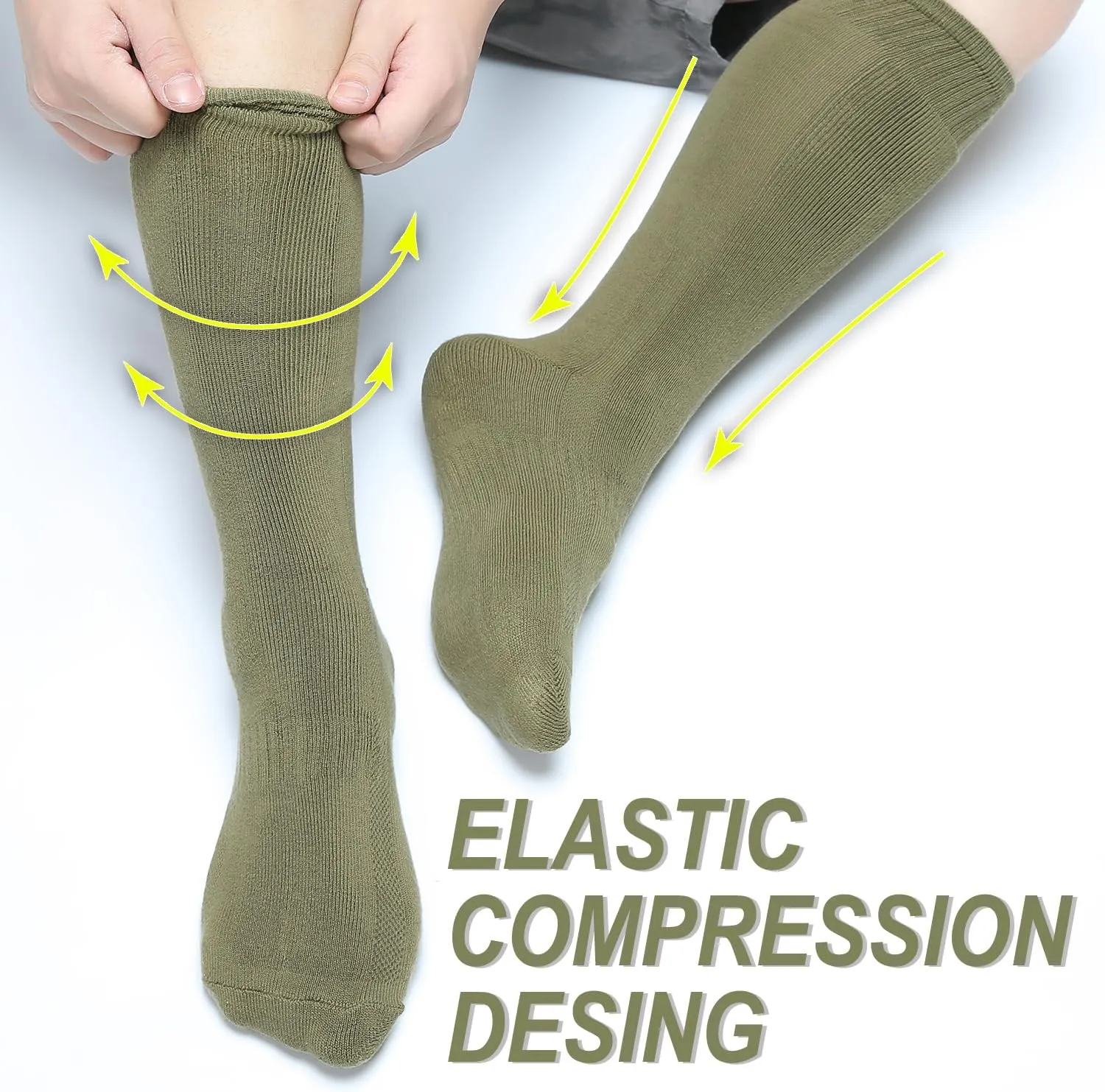 Men's Hiking Socks, Tactical Boot for Men, Over-the-Calf Work Boot Socks, 4 Pack