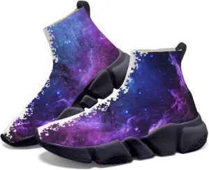 Men's Lightweight Running Shoes Casual Tennis Sports Breathable Knit Walking Non-Slip On Socks Women Sneakers Starry Sky Painted Graffiti