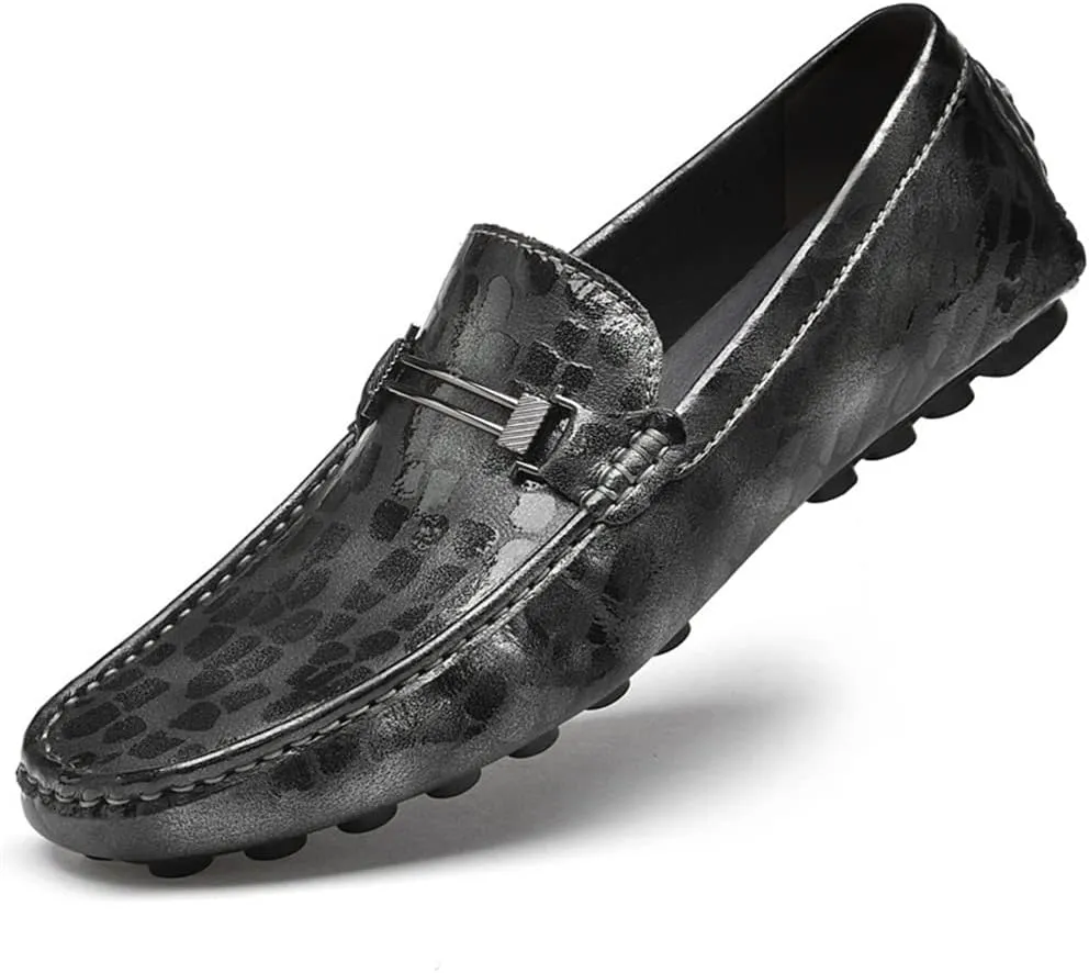Mens Loafers Shoe Driving Moccasins Loafers Faux Crocodile Embossed Leather Anti-Slip Flat Heel Comfortable Prom Slip-on
