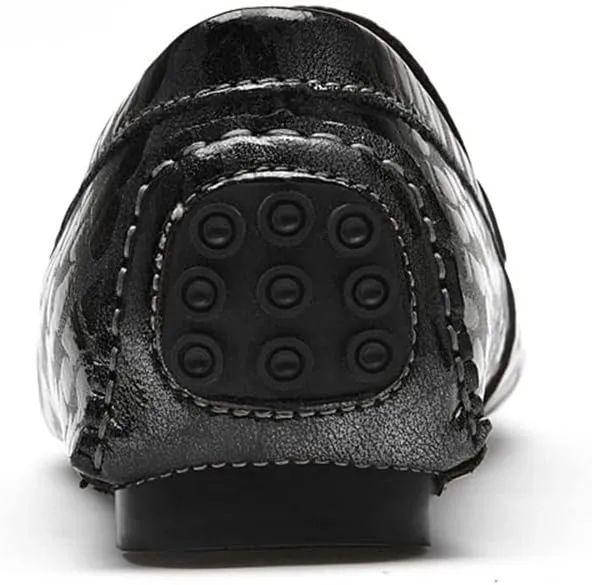 Mens Loafers Shoe Driving Moccasins Loafers Faux Crocodile Embossed Leather Anti-Slip Flat Heel Comfortable Prom Slip-on