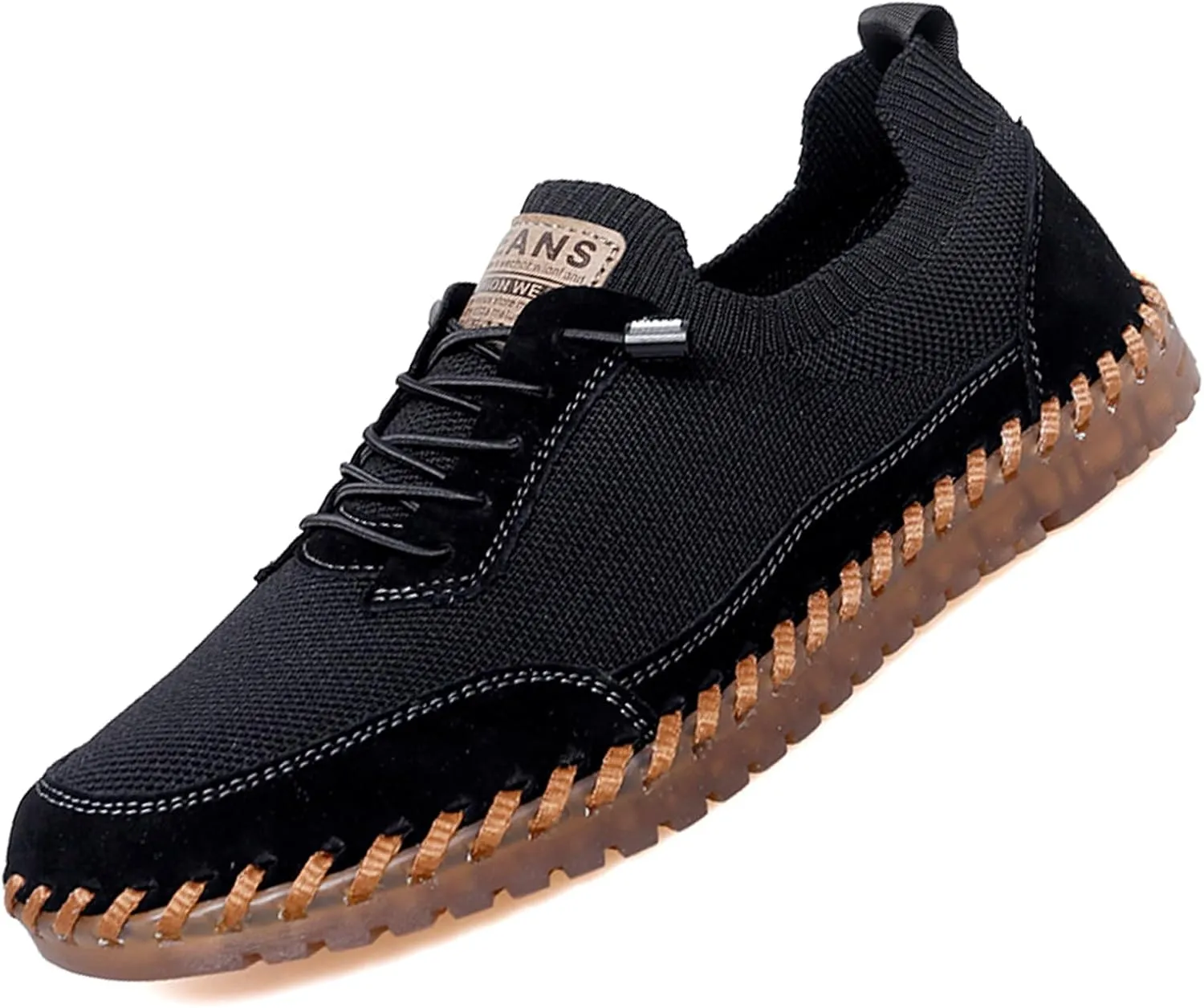 Men's Mesh Slip-On Lightweight Sneakers Handmade Breathable Soft Sole Casual Walking Shoes Comfortable Driving Shoes