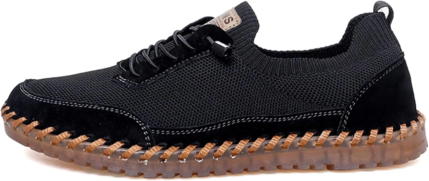 Men's Mesh Slip-On Lightweight Sneakers Handmade Breathable Soft Sole Casual Walking Shoes Comfortable Driving Shoes