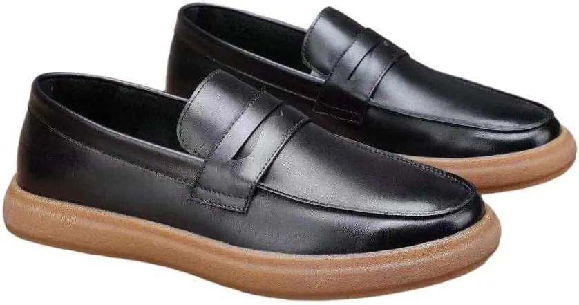 Men's Slip-on Shoe Classic Lightweight Sneaker Real Cowhide Leather Casual Shoes
