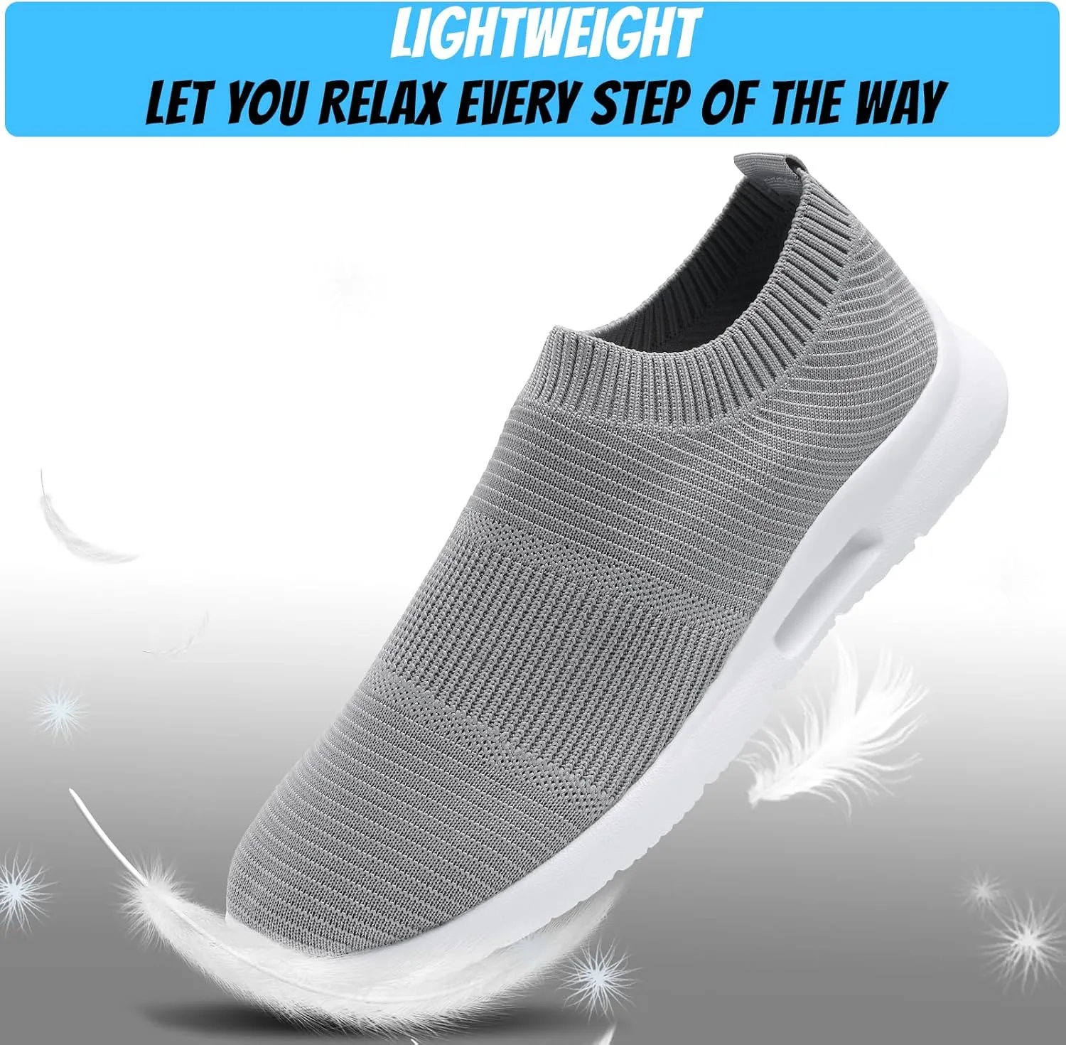 Mens Slip On Walking Shoes Mens Running Shoes Mesh Breathable Tennis Sneakers