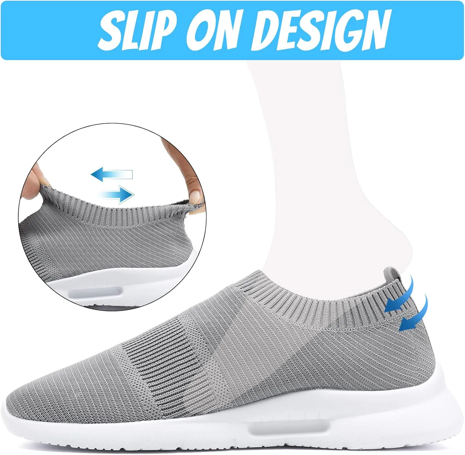 Mens Slip On Walking Shoes Mens Running Shoes Mesh Breathable Tennis Sneakers