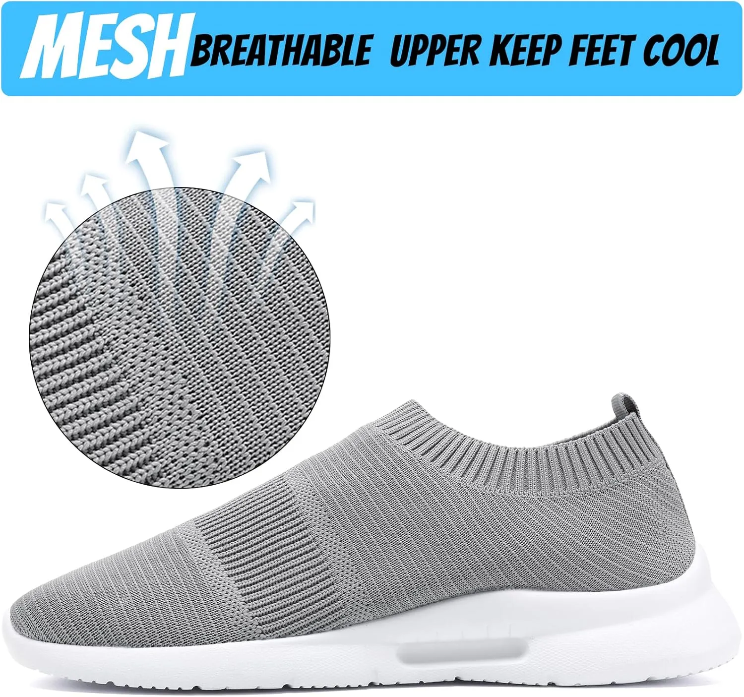 Mens Slip On Walking Shoes Mens Running Shoes Mesh Breathable Tennis Sneakers