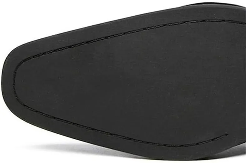 Men's Stitching Brushed Color Design Leather Inner Comfortable Breathable Pointed Toe Pedal Wear-Resistant Rubber Sole Suitable for Wedding Partie