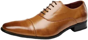 Men's Stitching Brushed Color Design Leather Inner Comfortable Breathable Pointed Toe Pedal Wear-Resistant Rubber Sole Suitable for Wedding Partie
