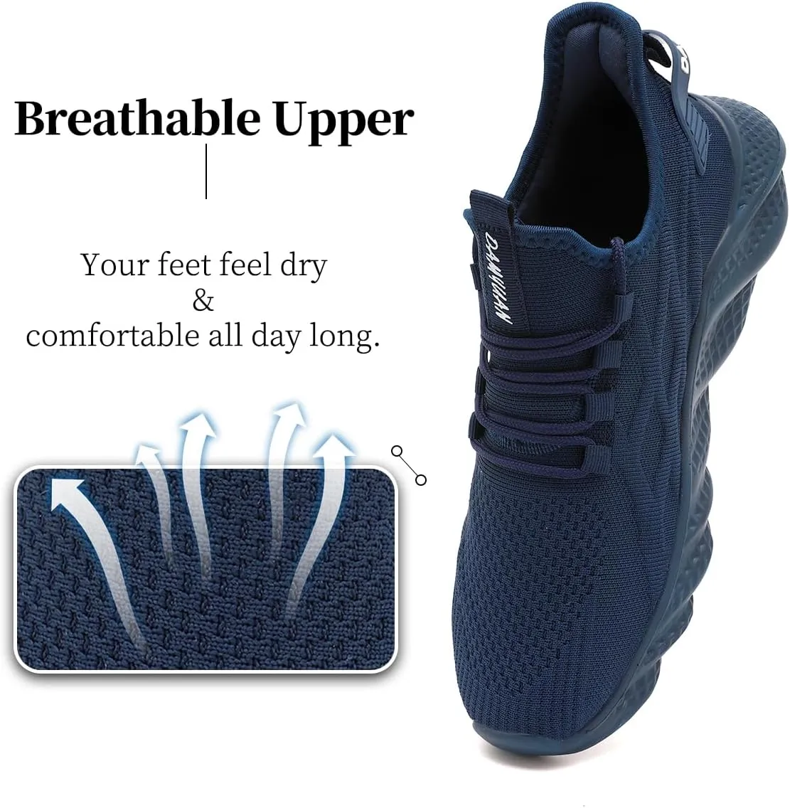 Men's Walking Running Shoes Sneakers Athletic Non Slip On Sports Tennis Fitness Shoes Casual Workout Lightweight Breathable Trainers Gym Fashion Mesh Soft Comfortable Shoe