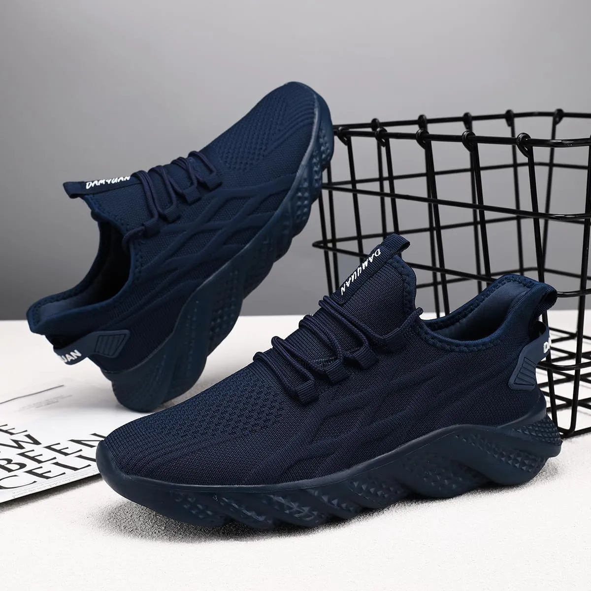 Men's Walking Running Shoes Sneakers Athletic Non Slip On Sports Tennis Fitness Shoes Casual Workout Lightweight Breathable Trainers Gym Fashion Mesh Soft Comfortable Shoe