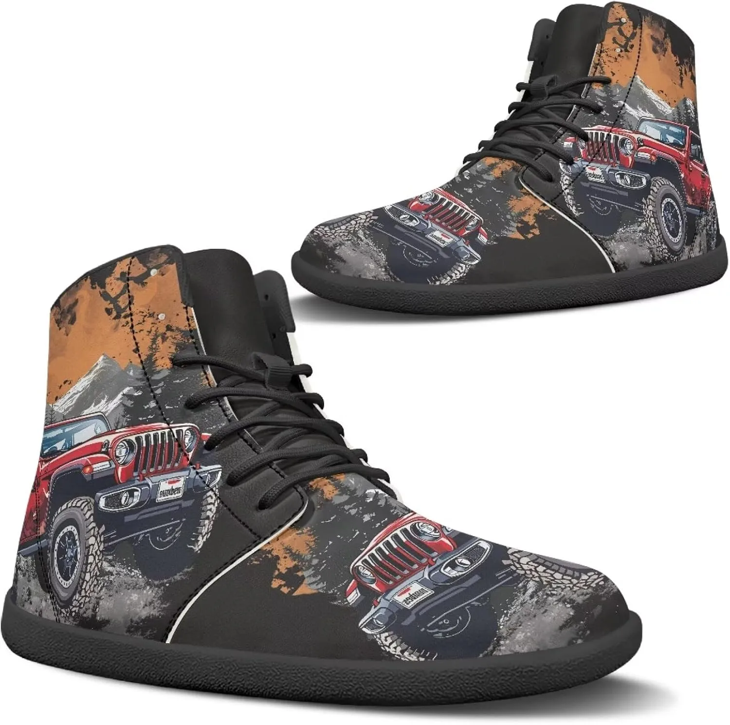 Mens Wide Barefoot Shoes Lightweight Non Slip Walking Shoe Zero Drop High Top Casual Flat Sneakers for Travel Work Size 5-14