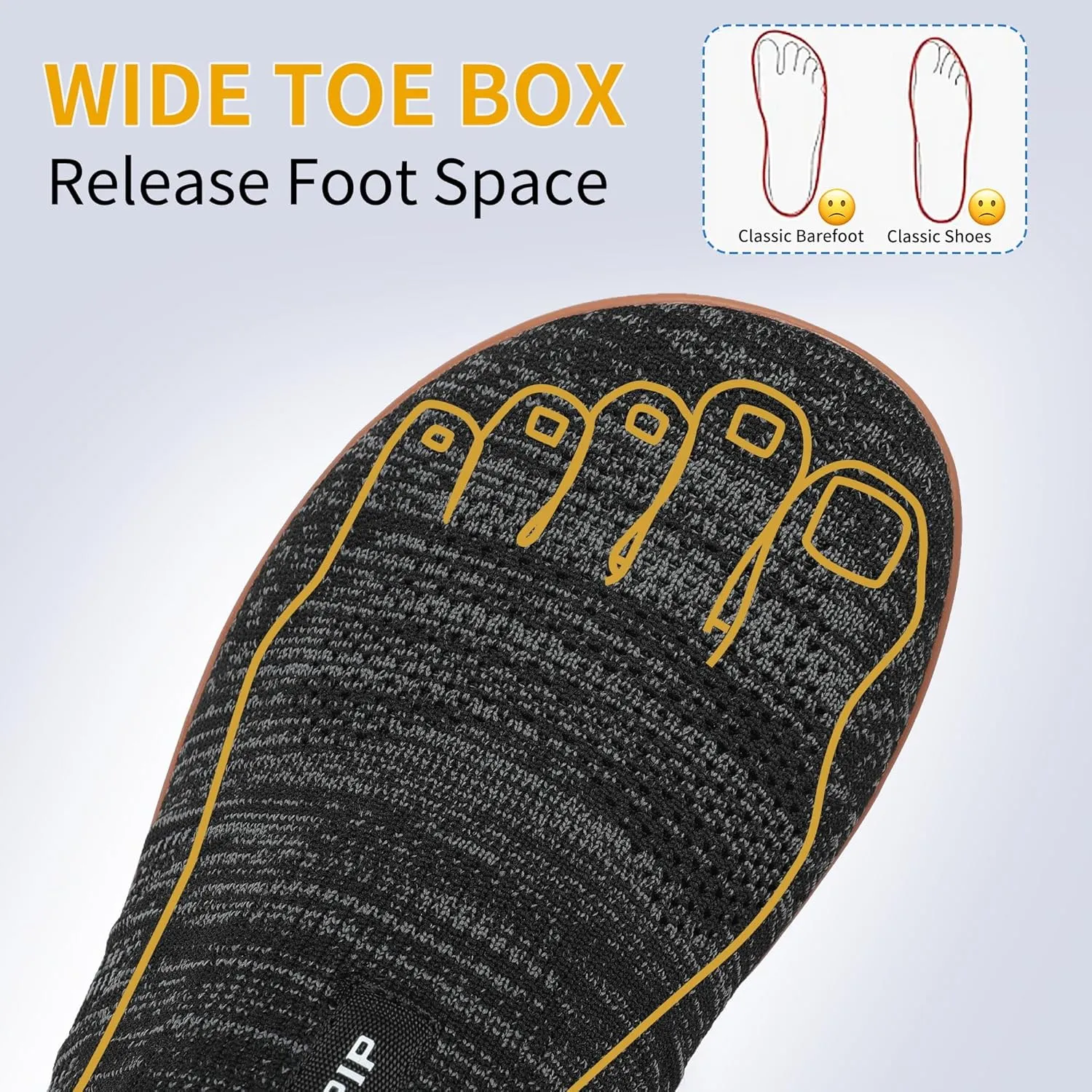 Men's Wide Slip On Minimalist Barefoot Walking Shoes Cross-Trainer Sneaker Lightweight Breathable Trail Running