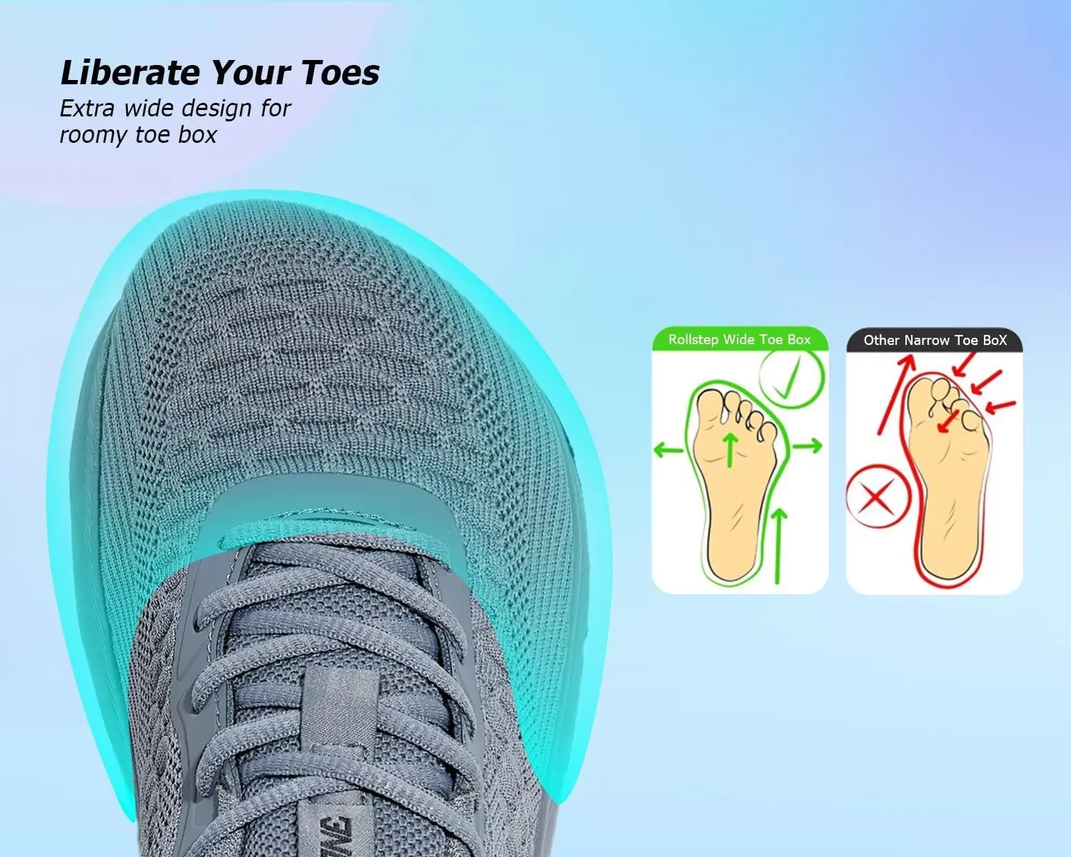 Men's Wide Toe Walking Shoes Casual Trail Running Sneakers Cross-Trainer Tennis Non Slip Athletic Gym Workout Soft Sole