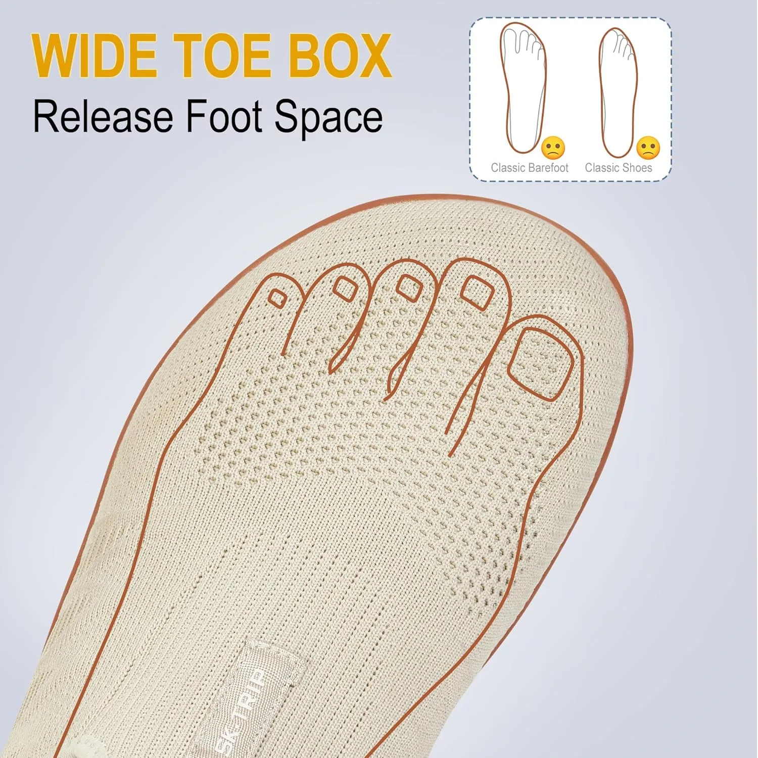 Men's Wide Walking Shoes Slip On Minimalist Barefoot Walking Shoes Cross-Trainer Sneaker Lightweight Breathable Trail Running