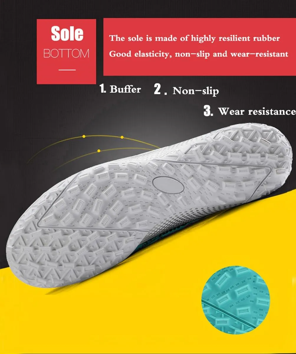 Mens Womens Kids Soccer Shoes Boys Outdoor Football Athletic Turf Mundial Team Cleat Running Sports Lightweight Breathable Anti-Skid Damping Shoes Low-top Comfort for Girls