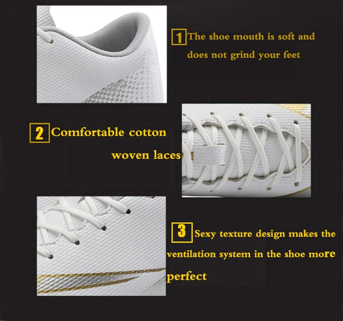 Mens Womens Kids Soccer Shoes Boys Outdoor Football Athletic Turf Mundial Team Cleat Running Sports Lightweight Breathable Anti-Skid Damping Shoes Low-top Comfort for Girls