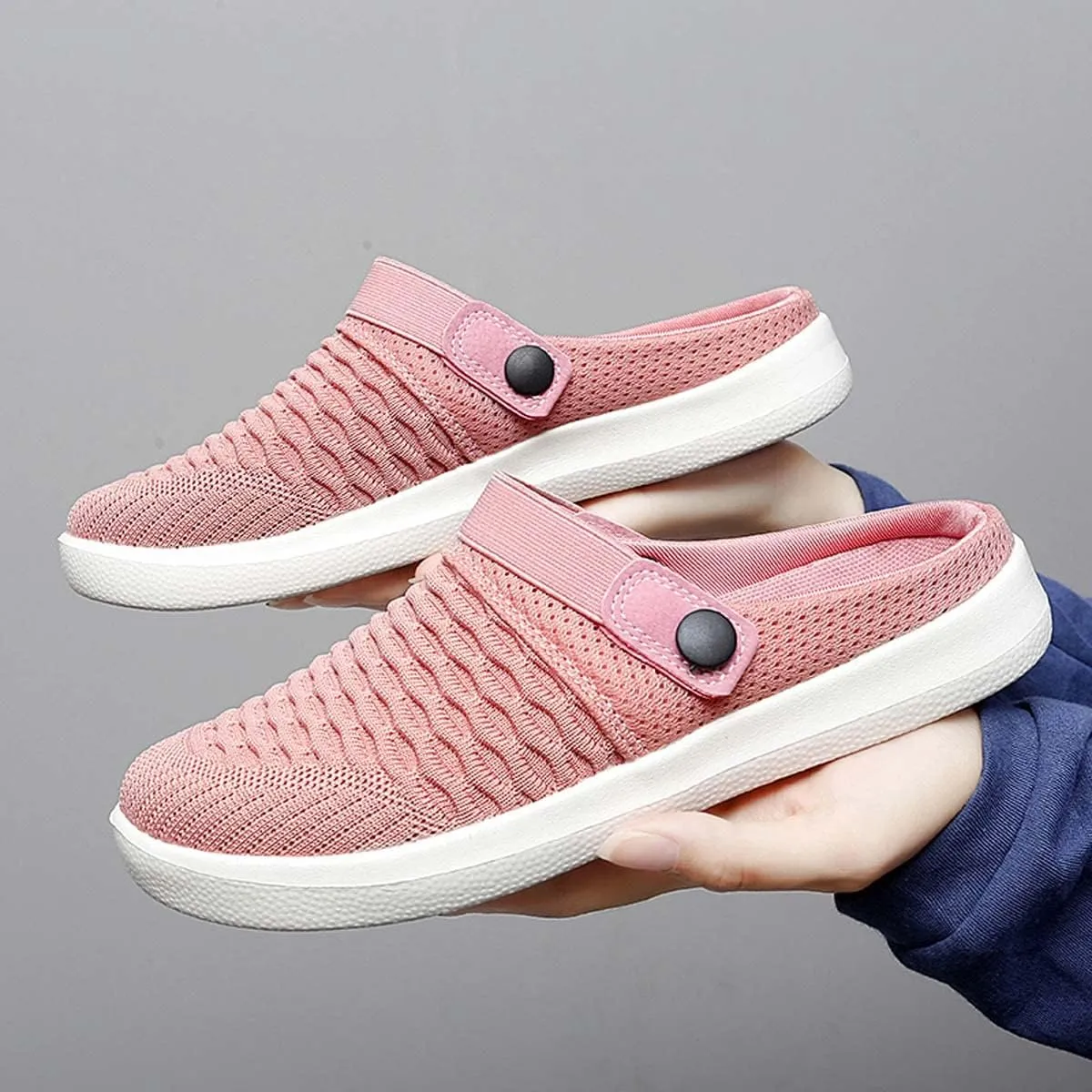 Men's Women's Summer Flat Sole Light Weight Breathable Mesh Quick Dry Beach Slippers Anti-Slip Garden Sandals Clogs Shoes Indoor Outdoor