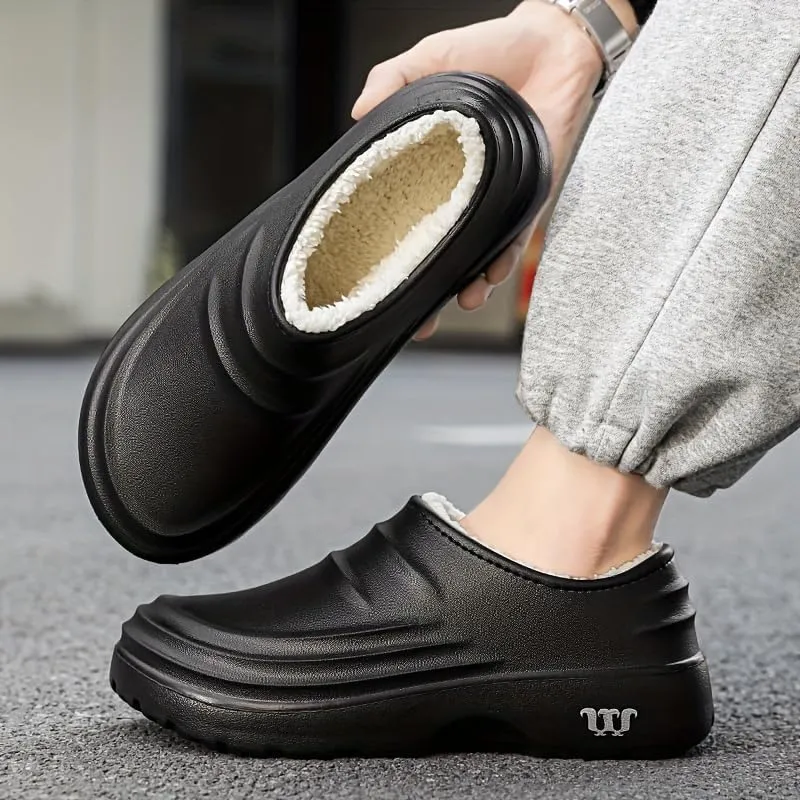 Men's/Women's Plush Lined Waterproof Chef's Shoes, Non-Slip,Anti-Oil, Anti-Odour,Comfortable and Lightweight,Winter Warm Shoes