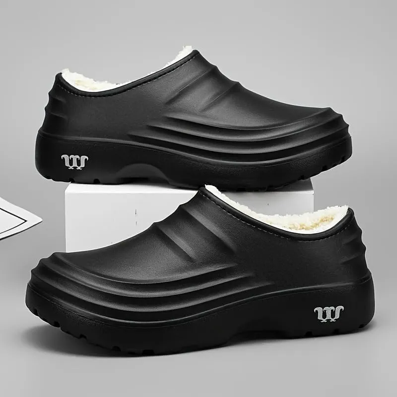 Men's/Women's Plush Lined Waterproof Chef's Shoes, Non-Slip,Anti-Oil, Anti-Odour,Comfortable and Lightweight,Winter Warm Shoes