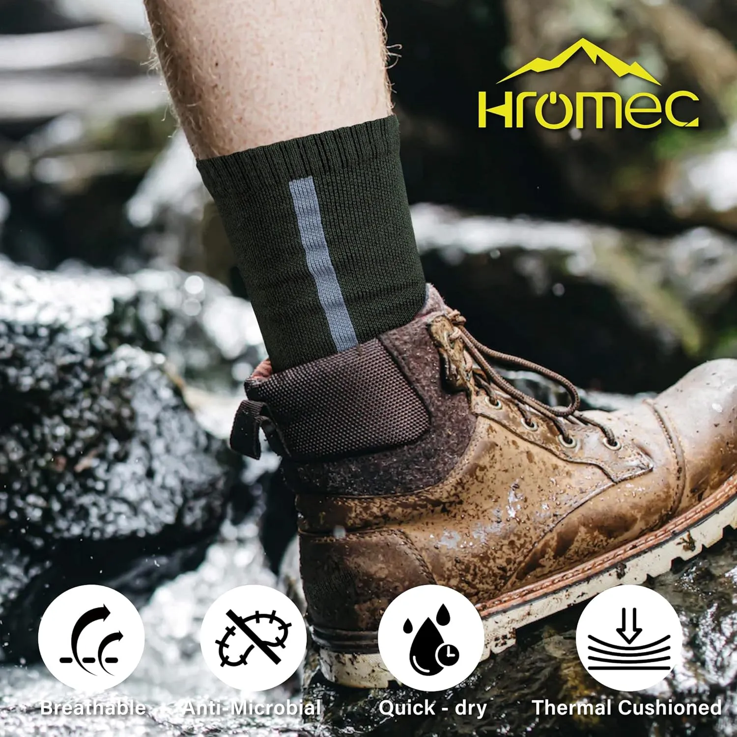 Merino Wool Hiking Socks for Cold Weather Socks Thermal Warm Crew Winter Boot Cushion Socks