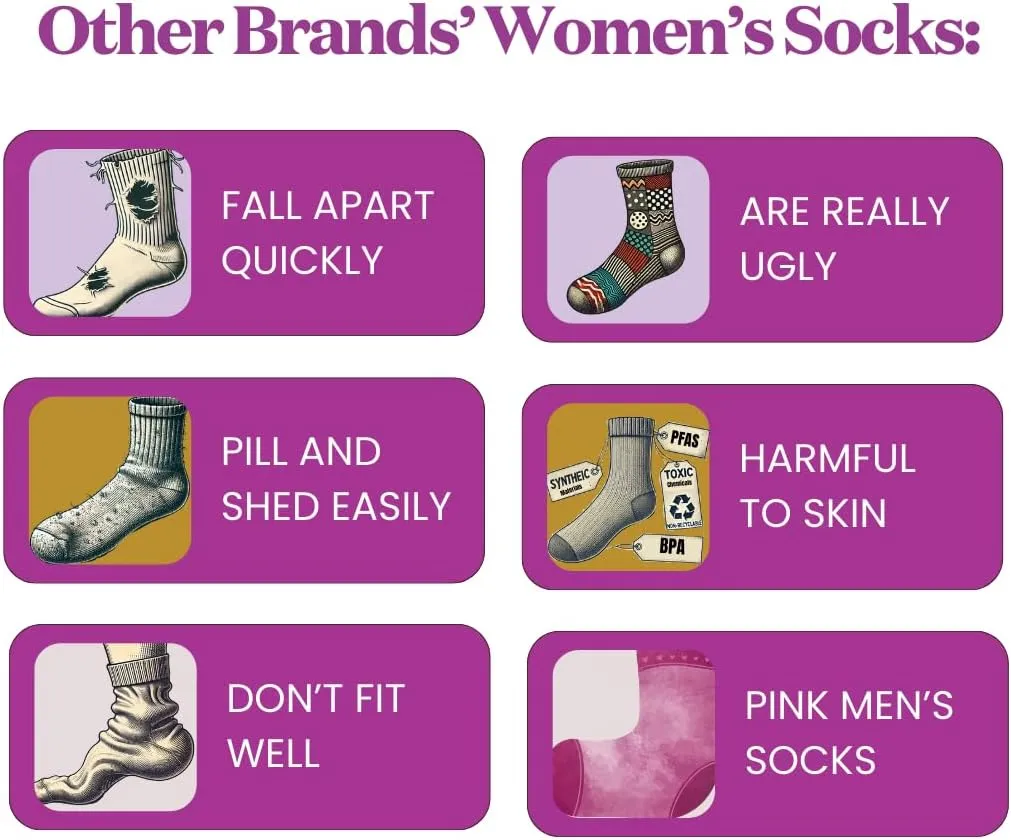 Merino Wool Socks for Women, Ladies Hiking Crew Socks for Camping, Warm Moisture Wicking Soft Cushion Boot Sock