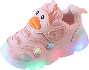 Mesh Cute Pattern Light Up Sneaker for Toddler Baby Girls Breathable Cozy Led Sport Shoes Infant First Walking Shoes