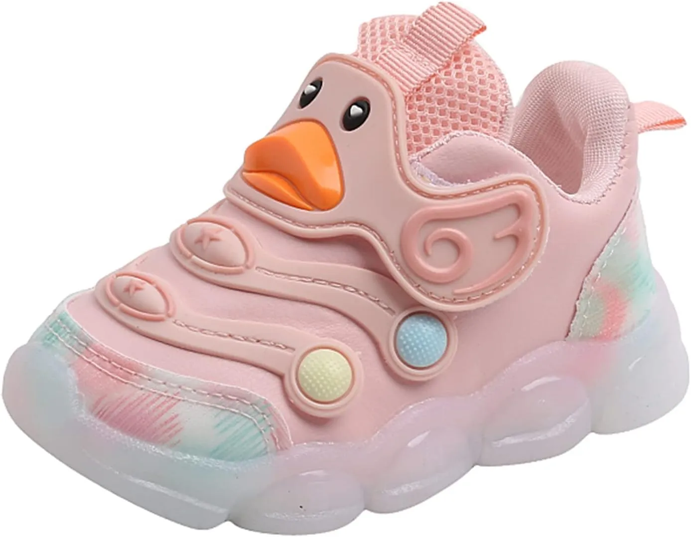 Mesh Cute Pattern Light Up Sneaker for Toddler Baby Girls Breathable Cozy Led Sport Shoes Infant First Walking Shoes