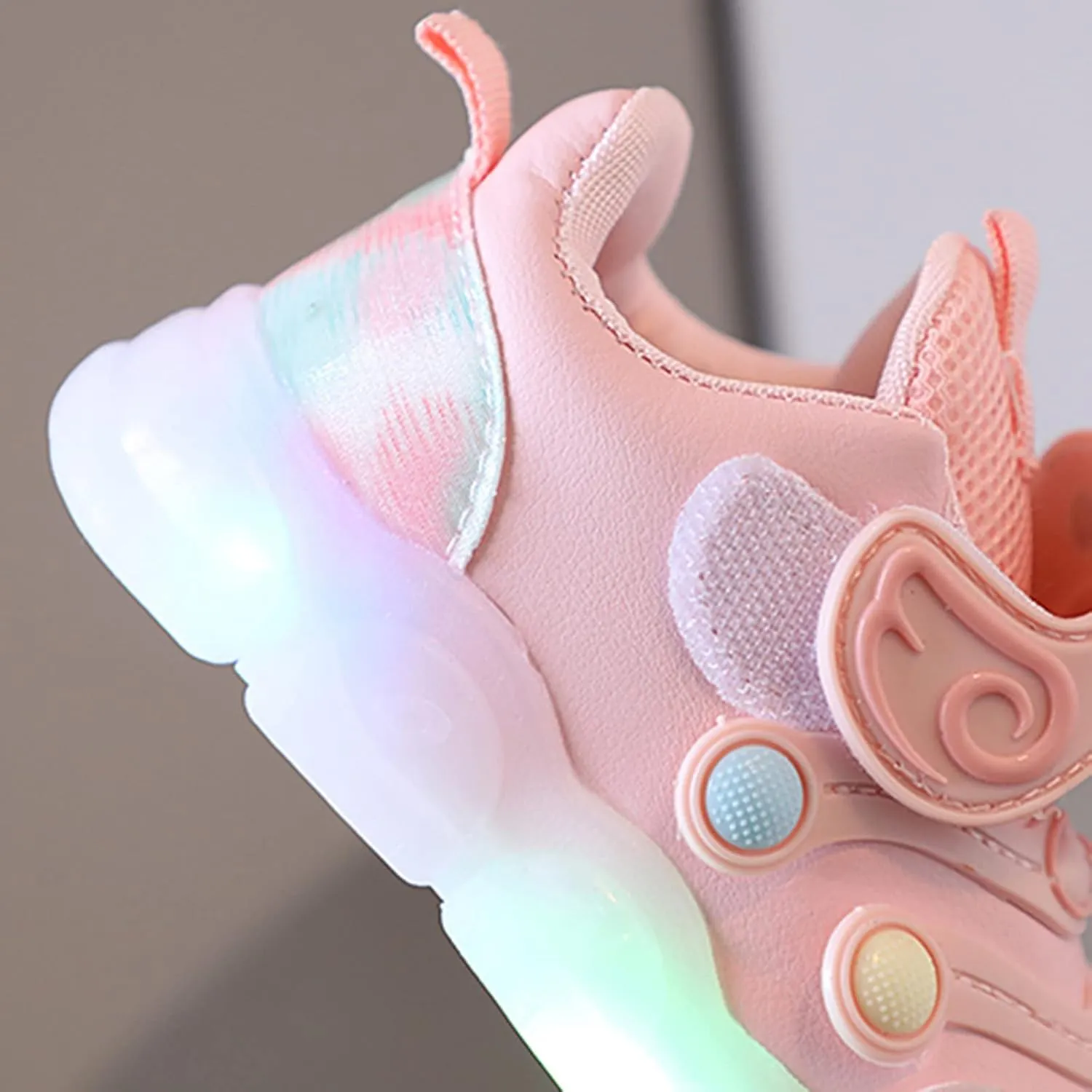 Mesh Cute Pattern Light Up Sneaker for Toddler Baby Girls Breathable Cozy Led Sport Shoes Infant First Walking Shoes