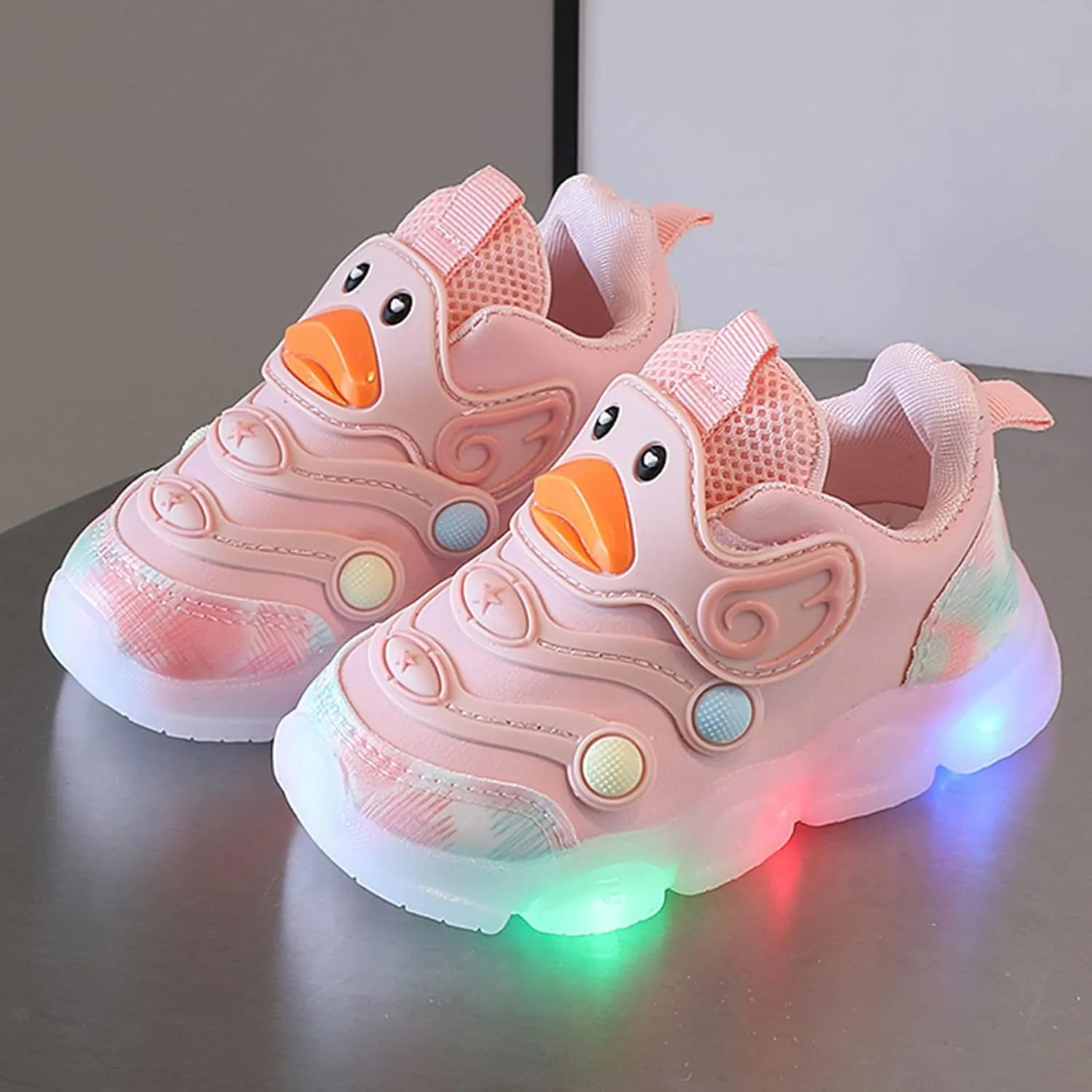 Mesh Cute Pattern Light Up Sneaker for Toddler Baby Girls Breathable Cozy Led Sport Shoes Infant First Walking Shoes