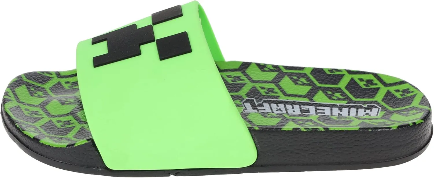 Minecraft Boys Creeper Sandals - Casual Comfort Poolside Outdoor