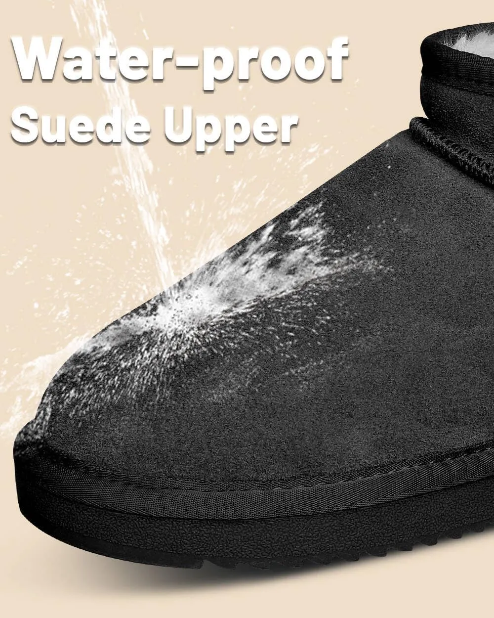 Mini Snow Boots for Women Anti-Slip Womens Boots Fur Fleece Lined Ankle Boot Winter Suede Snow Boots Indoor & Outdoor