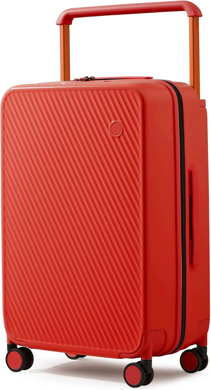 mixi Carry On Luggage Airline Approved 20'' Lightweight Luggage Wide Handle PC Hardshell Suitcases with Spinner Wheels & TSA Lock, Red