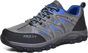 Mokcoliy]Men's & Women's Waterproof Hiking Shoes - Lightweight Breathable Trail Walking Shoes with Toe Protection, Anti-Slip Cushioning for登山, Climbing, Travel, Outdoor Adventures Grey