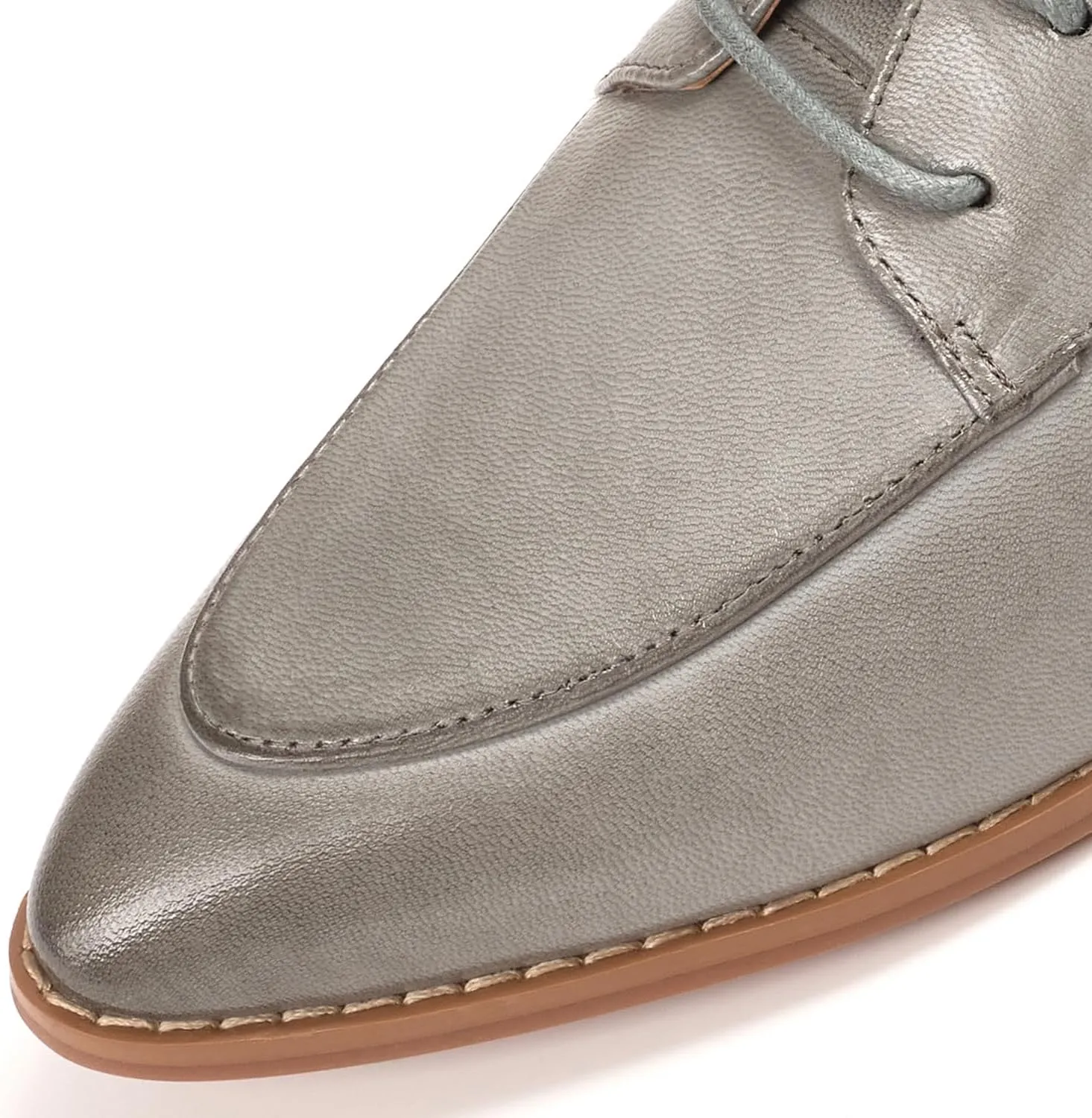 Mona flying Women's Pointed Toe Oxfords Derby Retro Lace up Leather Flat Office Work Shoes for Ladies