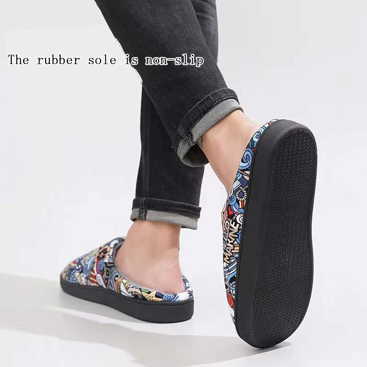 MOTOFUTURE Anime Slippers Women Men Fuzzy House Slippers Winter Anti-slip Scuff Outdoor Indoor Warm Plush Bedroom Shoes
