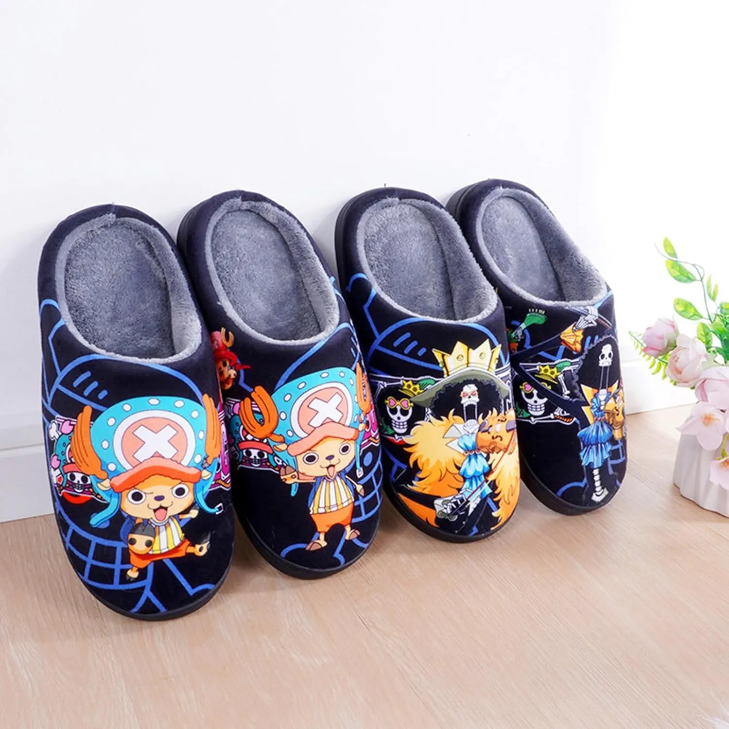 MOTOFUTURE Anime Slippers Women Men Fuzzy House Slippers Winter Anti-slip Scuff Outdoor Indoor Warm Plush Bedroom Shoes