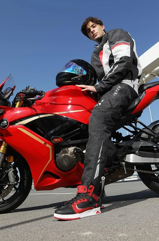 Motorcycle Leather Boots,Street Riding Shoes,Anti-Slip Side Zipper Shoes for Men and Women