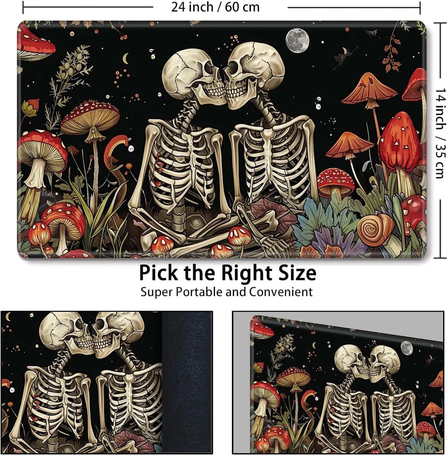MTG Playmat,Game Play Mat for MTG TCG 24 x 14 inches Cards Game Playmats,Trading Card Game Stitched Play Mats Commander Deck Gaming Desk Mat Card Gameplay Mats,Kiss Skull