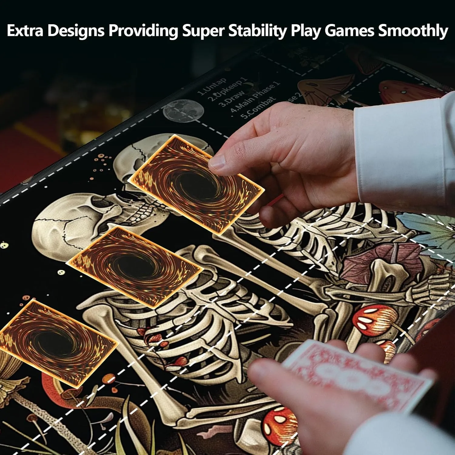 MTG Playmat,Game Play Mat for MTG TCG 24 x 14 inches Cards Game Playmats,Trading Card Game Stitched Play Mats Commander Deck Gaming Desk Mat Card Gameplay Mats,Kiss Skull