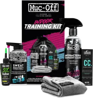 Muc Off Indoor Training Kit - Must-Have Essentials for Indoor Cycling and Fitness Training - Includes Equipment Cleaner and Chamois Cream,One Size