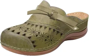 Mules for Women Hollow Out Closed Toe Slip On Slippers Comfort Orthopedic Sandals Arch Support Outdoor Beach Slippers Breathable Backless Walking Sandals Summer Platform Sandal