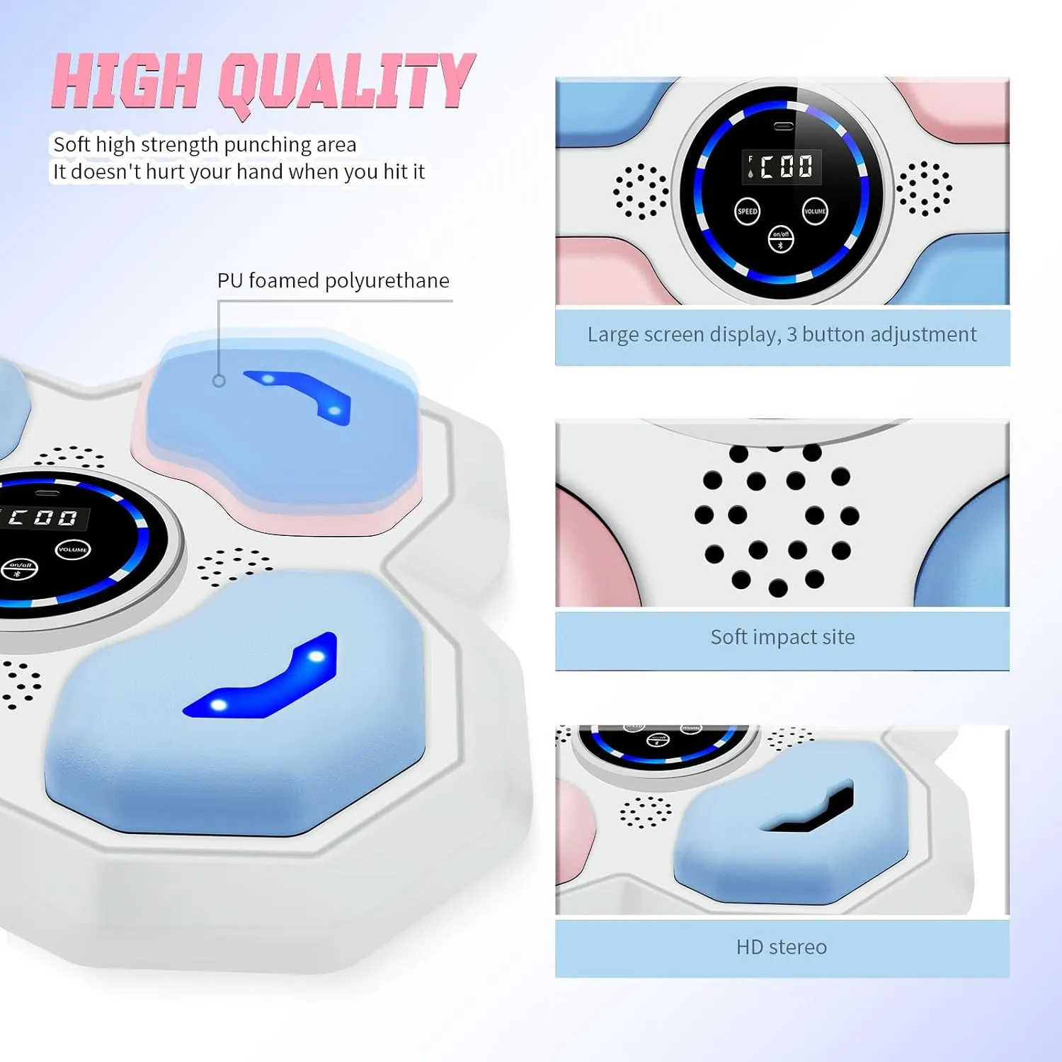 Music Boxing Machine for Kids and Teens Adults, Trainer Equipment with Gloves, Wall-Mounted Boxing Music Workout Machine, LED Electronic Focus Training for Home,Office, Gym