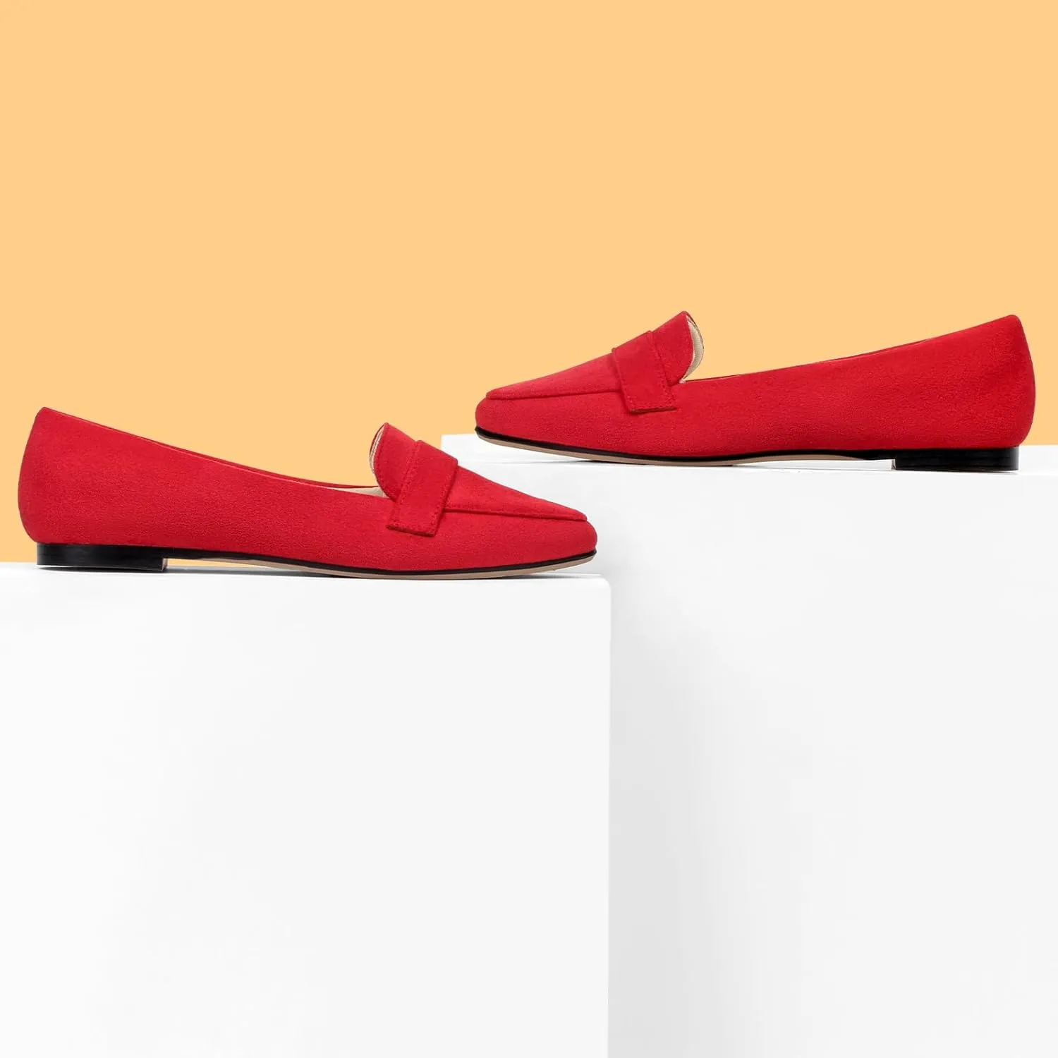 MUSSHOE Flats for Women Comfortable Pointed Toe Slip on Dressy Loafers for Women